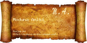 Moduna Anikó névjegykártya